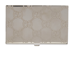 Gucci GG Flip Card Case, Metal, Silver, 752032, B/DB, 3*